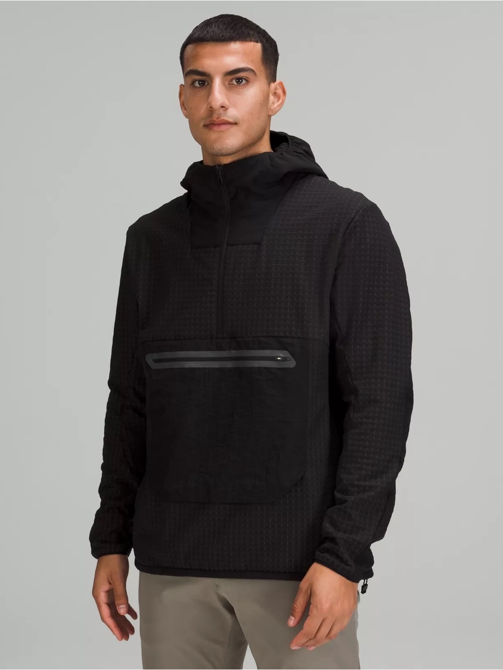 Lululemon Water-Repellent Fleece Hiking Anorak Pullover Jacket Size XL Black